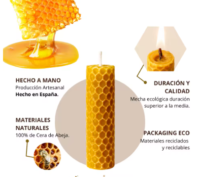 Velas de Cera de Abeja Natural | Pack de 12 – Hechas a Mano En Españoles