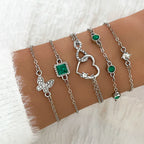 Gold Stackable Bracelet Sets | Emerald & Rhinestone | SENTIARE