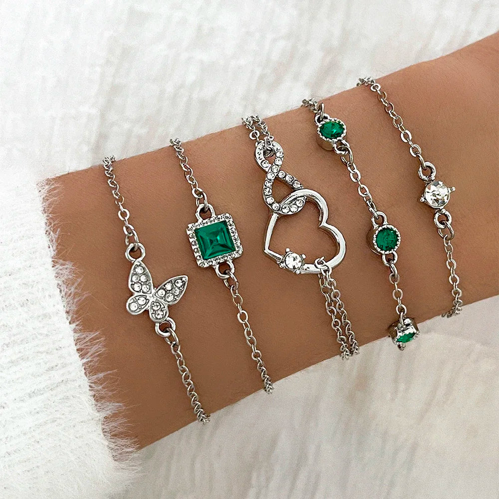 Sets Pulseras Apilables Doradas | Esmeralda & Rhinestone | SENTIARE