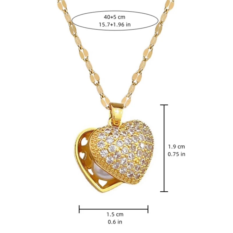 Collar Corazón con Perla y Circonita | SENTIARE