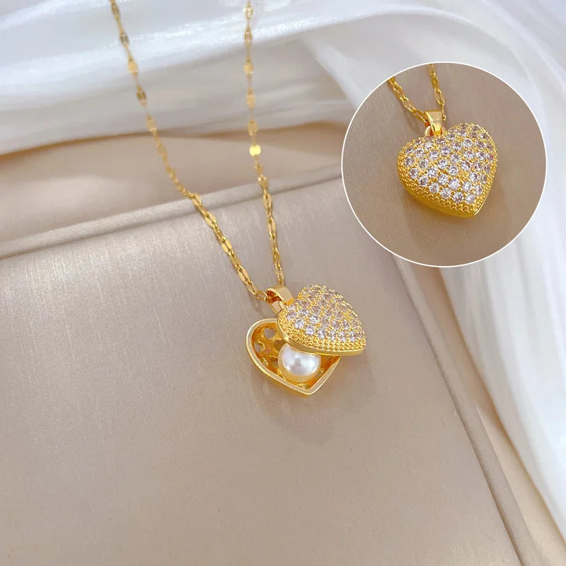 Collar Corazón con Perla y Circonita | SENTIARE