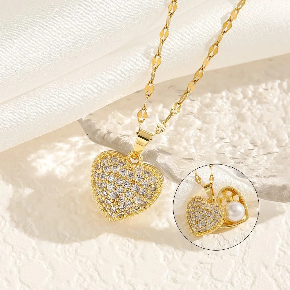 Collar Corazón con Perla y Circonita | SENTIARE