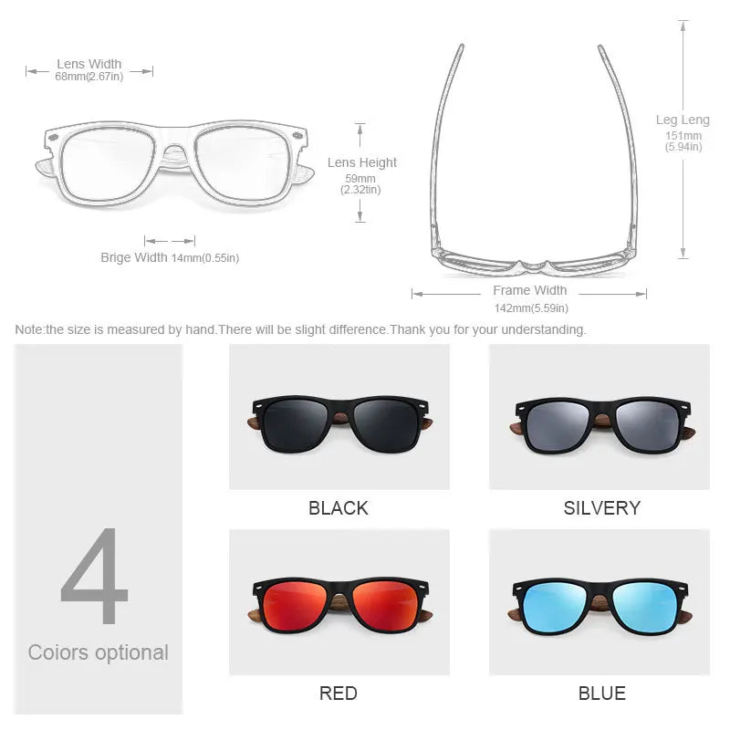 Gafas de Sol Polarizadas UV400 con Montura de Madera Natural
