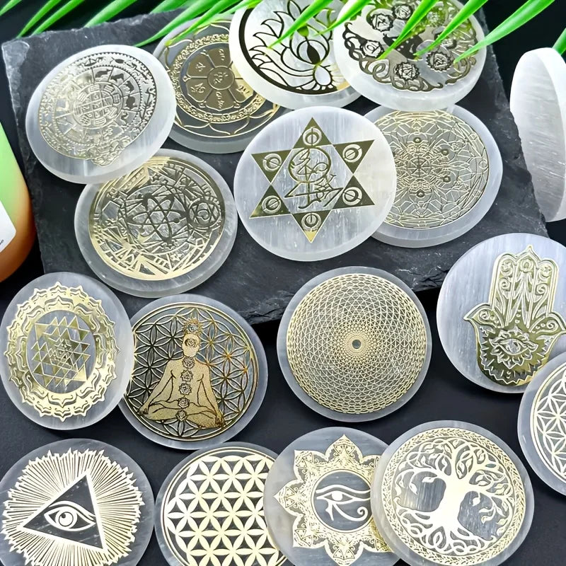 Losa selenita natural 6cm placa para cargar cristales y limpieza energética