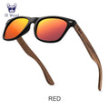 Gafas de sol polarizadas Oi Wood con lente roja y montura de madera natural UV400