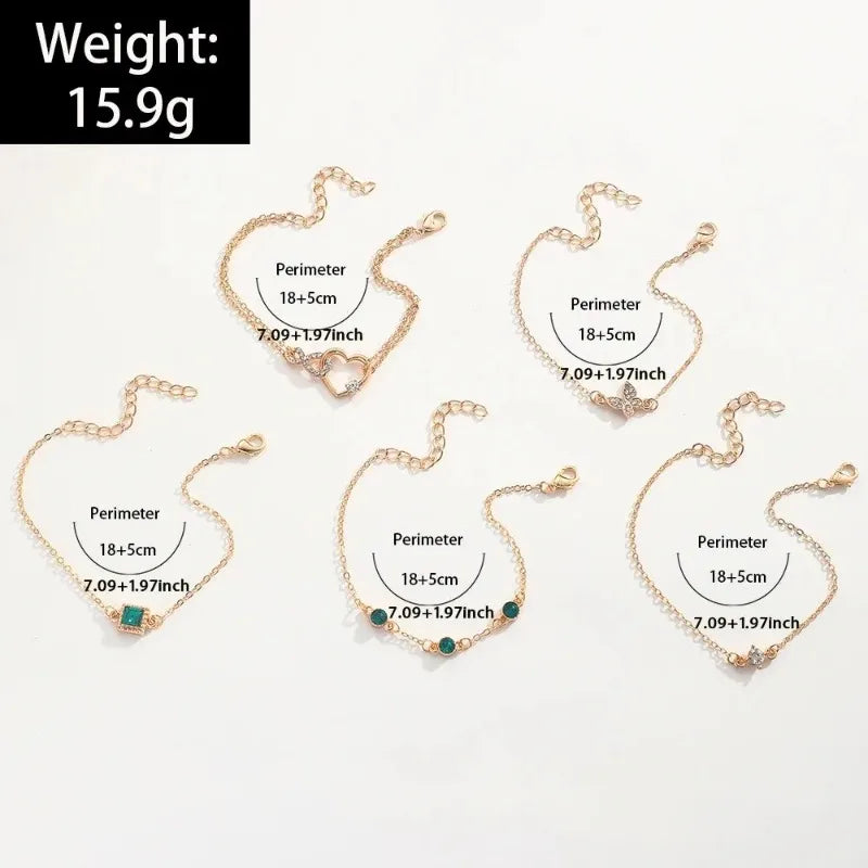 Sets Pulseras Apilables Doradas | Esmeralda & Rhinestone | SENTIARE