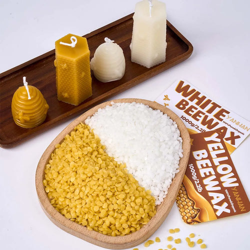 Cera de Abejas Natural Pura 1 kg Granulada Blanca y Amarilla para Velas Perfumadas