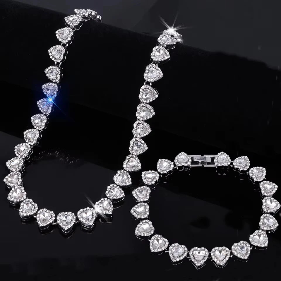 Set Cadena Tennis con Corazón | Collar + Pulsera | SENTIARE