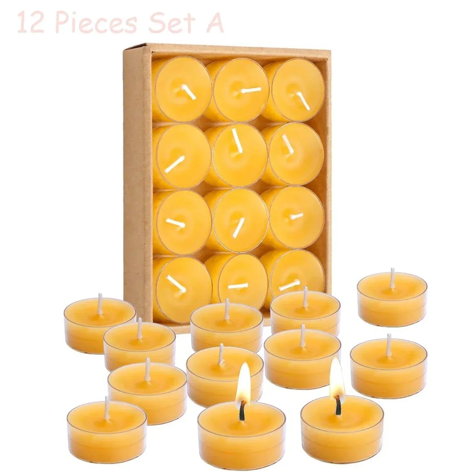 Velas de Té de Cera de Abeja Natural