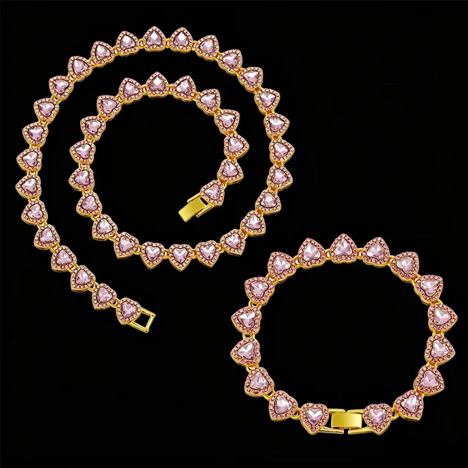 Set Cadena Tennis con Corazón | Collar + Pulsera | SENTIARE