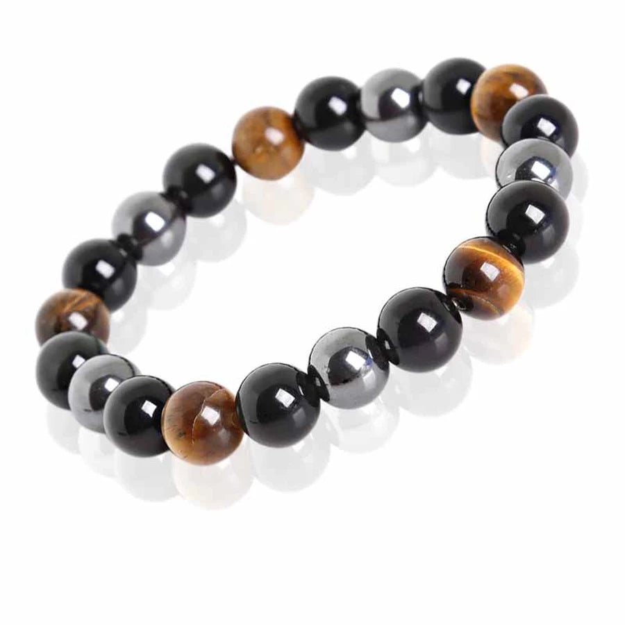 Pulsera Triple Protección | Ojo de Tigre, Hematita y Obsidiana Negra