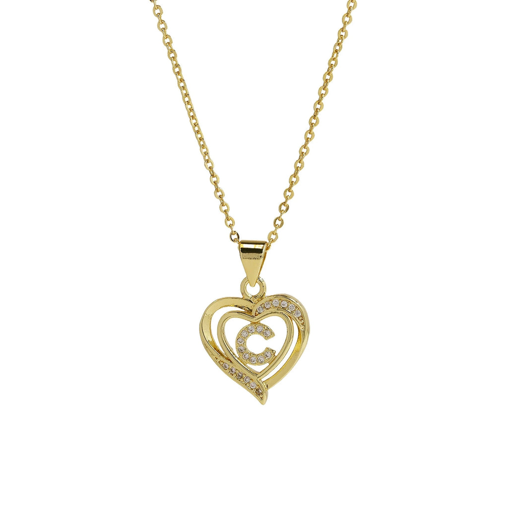 Collier personnalisé avec initiale | Cœur en zircon doré | SENTIARE