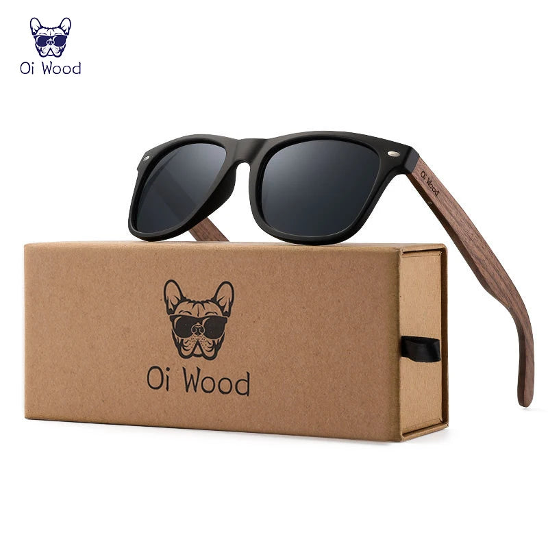 Gafas de Sol Polarizadas UV400 con Montura de Madera Natural