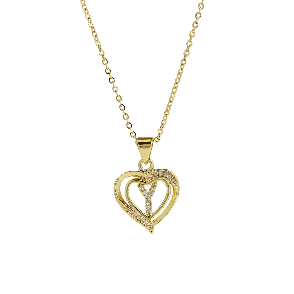 Collier personnalisé avec initiale | Cœur en zircon doré | SENTIARE
