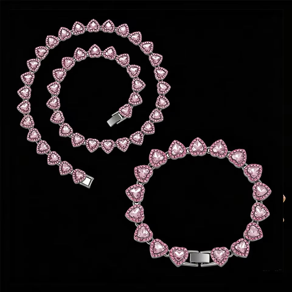 Set Cadena Tennis con Corazón | Collar + Pulsera | SENTIARE