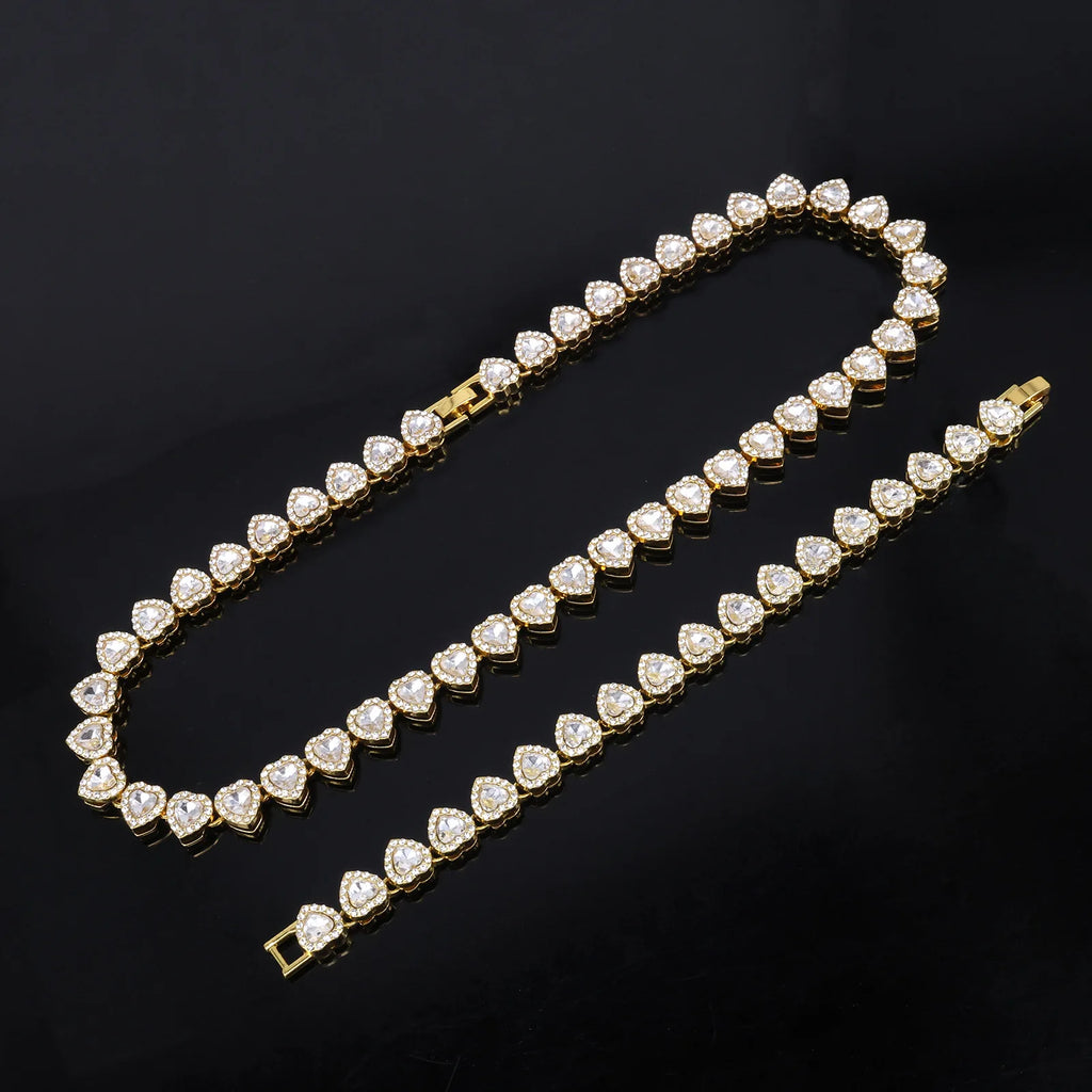 Set Cadena Tennis con Corazón | Collar + Pulsera | SENTIARE