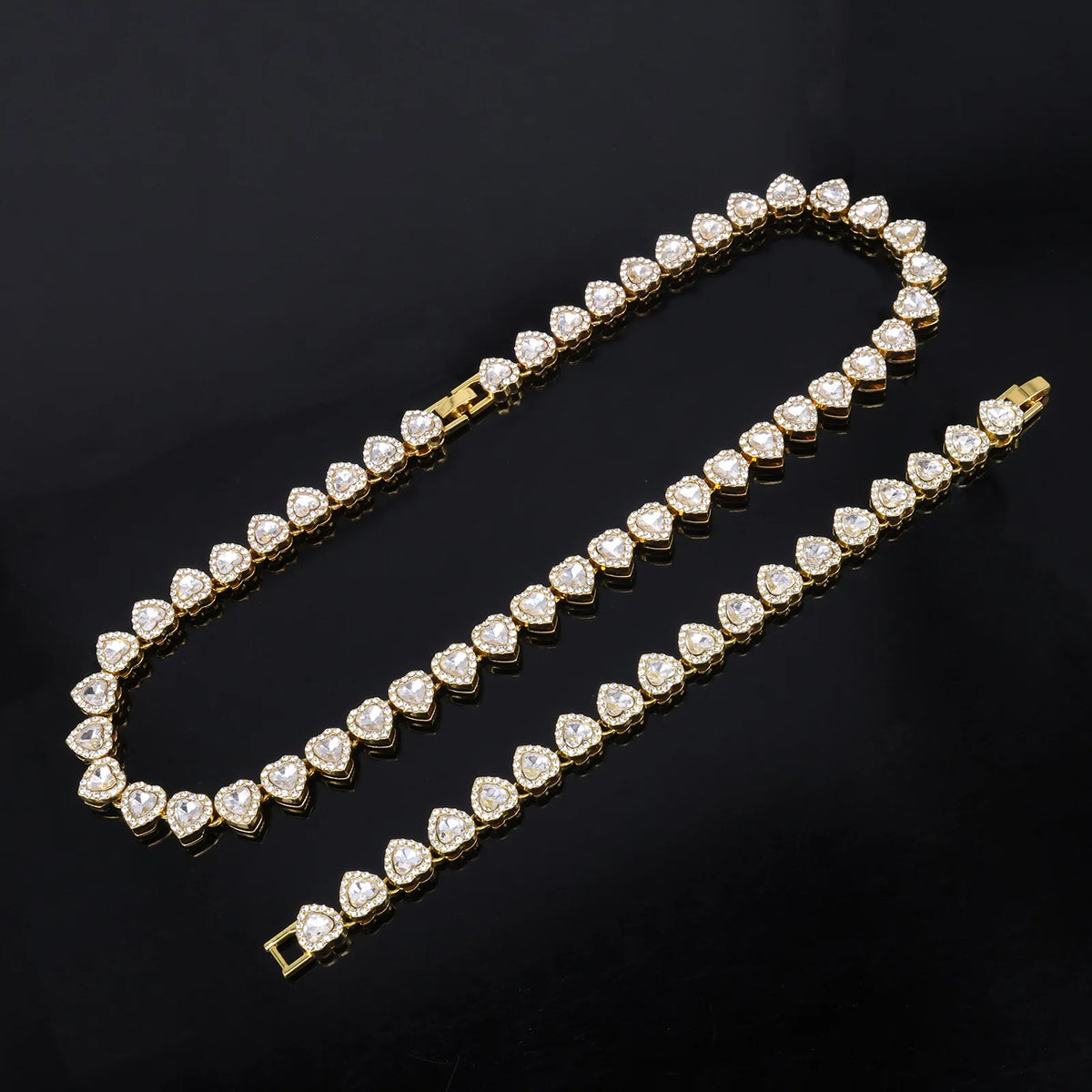 Set Cadena Tennis con Corazón | Collar + Pulsera | SENTIARE