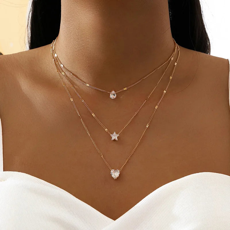 Collar Choker Multicapa Zircón Dorado | SENTIARE
