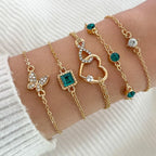 Gold Stackable Bracelet Sets | Emerald & Rhinestone | SENTIARE
